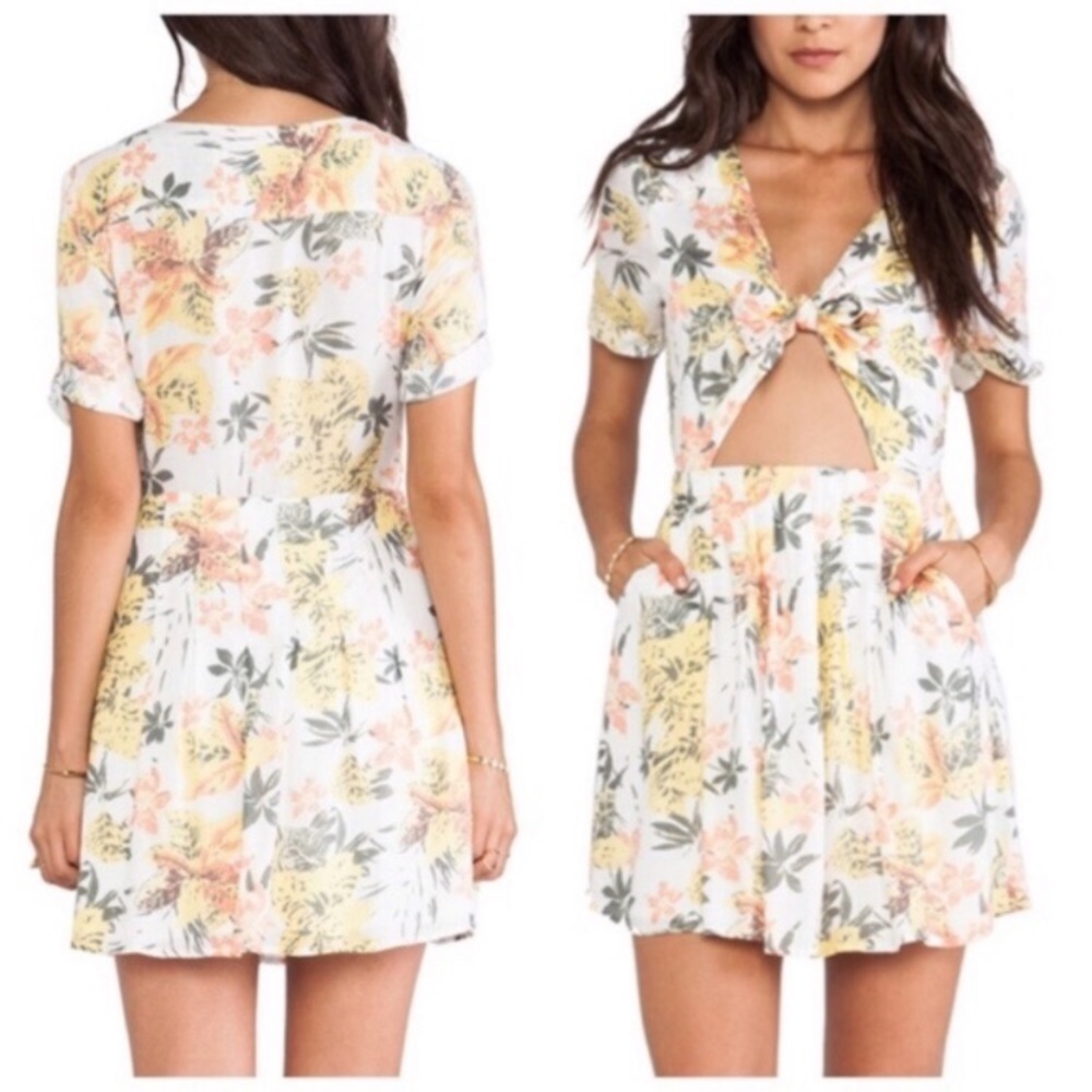 Free People Part Time Lover Floral Tie Mini Dress